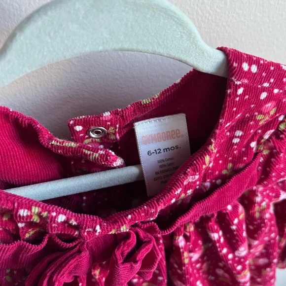 Gymboree Red Corduroy Dress With Flowers | Holiday | Size 6-12 Months - Picture 4 of 4